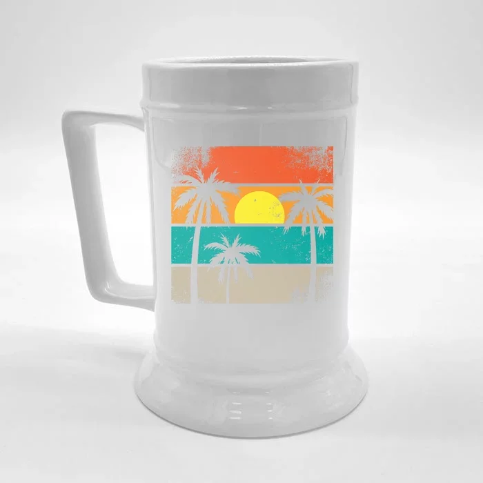 Summer Retro Palm Trees Tropical Front & Back Beer Stein