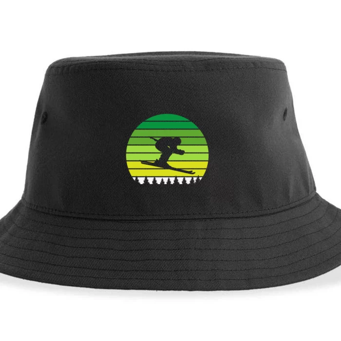 Snowboarder Retro Patricks Day Sustainable Bucket Hat