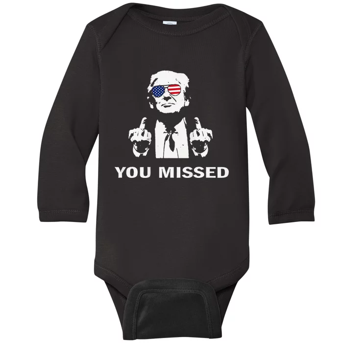 Shot Republican Pro Trump President 2024 Baby Long Sleeve Bodysuit