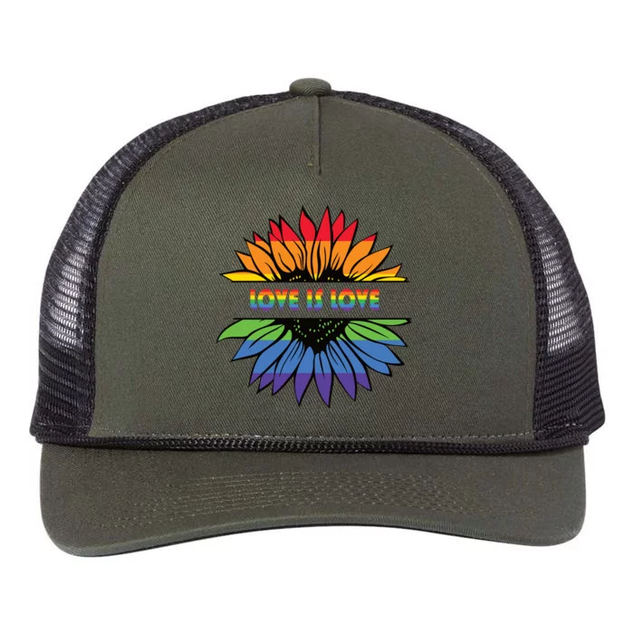 Sunflower Rainbow Pride Graphic Retro Rope Trucker Hat Cap