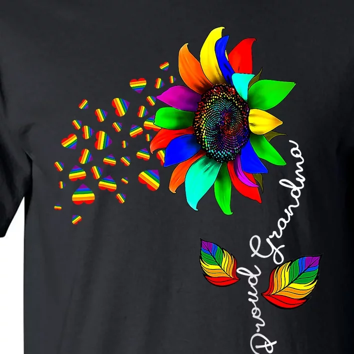 Sunflower Rainbow Proud Grandma Ally Lgbt Pride Hearts Love Tall T-Shirt