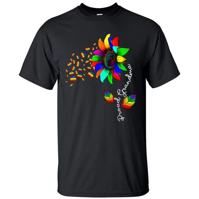 Sunflower Rainbow Proud Grandma Ally Lgbt Pride Hearts Love Tall T-Shirt