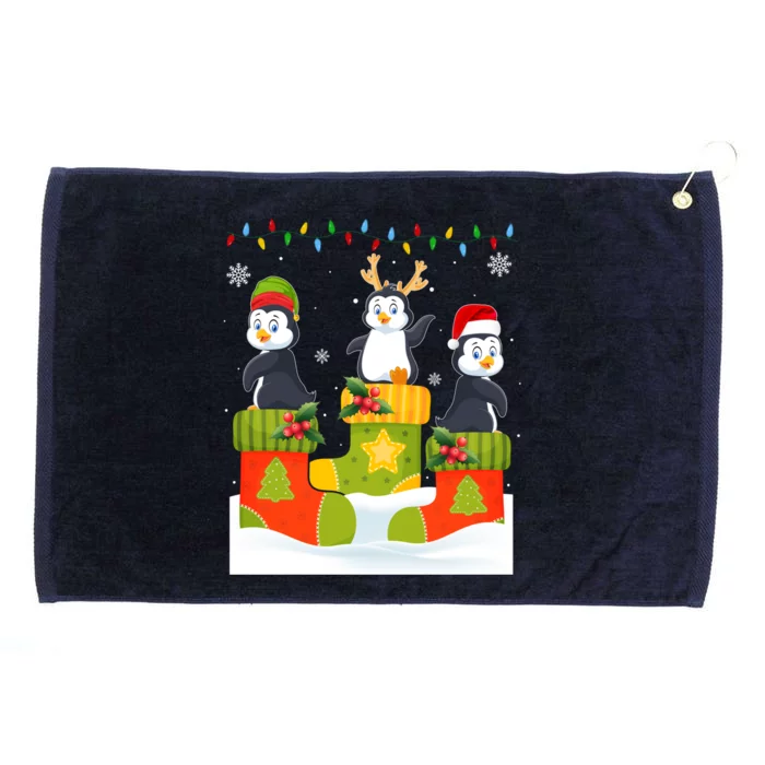 Santa Reindeer Penguin In Christmas Socks Ugly Xmas Meaningful Gift Grommeted Golf Towel