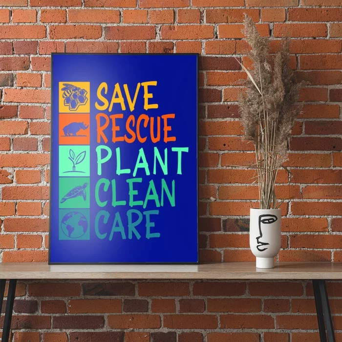 Save Rescue Plant Clean Care Animal Nature Recycle Earth Day Gift Poster