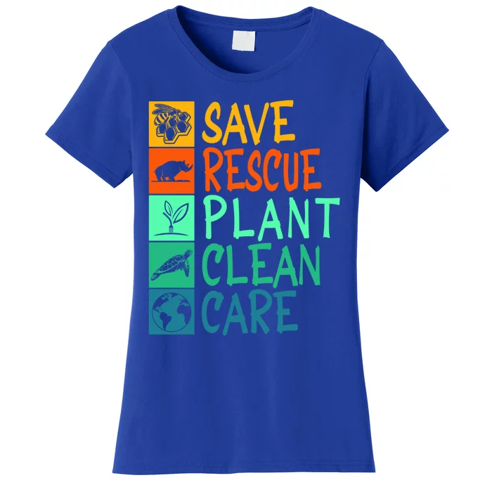 Save Rescue Plant Clean Care Animal Nature Recycle Earth Day Gift Women's T-Shirt