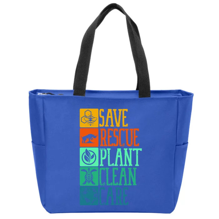 Save Rescue Plant Clean Care Turtle Animal Recycle Earth Day Cute Gift Zip Tote Bag