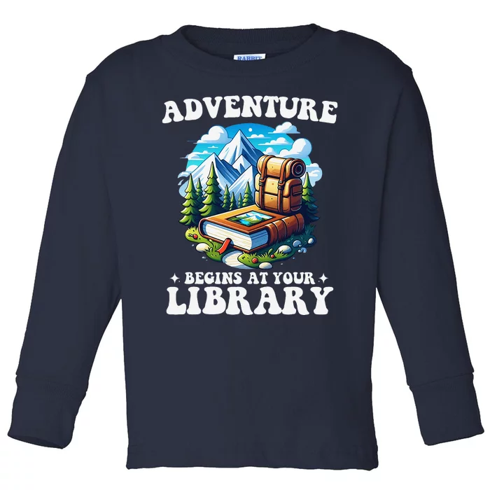 Summer Reading Program 2024 Adventure Begins At Your Library Toddler Long Sleeve Shirt