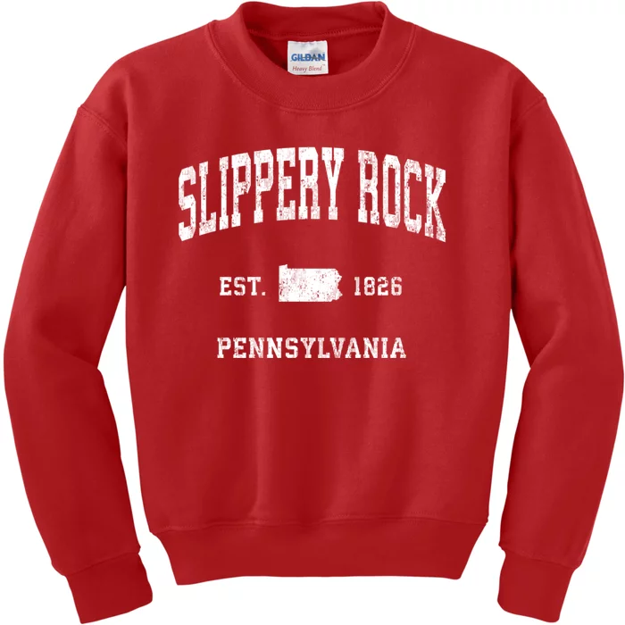 Slippery Rock Pennsylvania Pa Vintage Athletic Sports Kids Sweatshirt