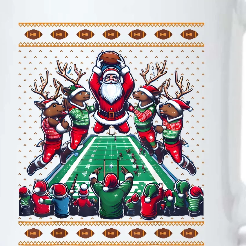 Santa Reindeer Play American Football Christmas Football Fan Black Color Changing Mug