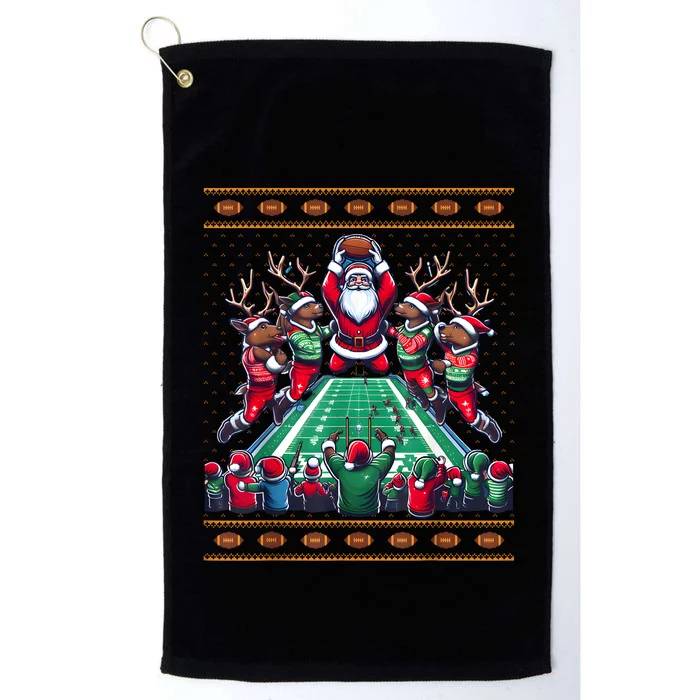 Santa Reindeer Play American Football Christmas Football Fan Platinum Collection Golf Towel