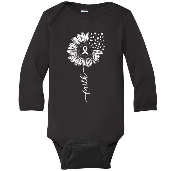 Sunflower Ribbon Purple AlzheimerS Awareness Baby Long Sleeve Bodysuit