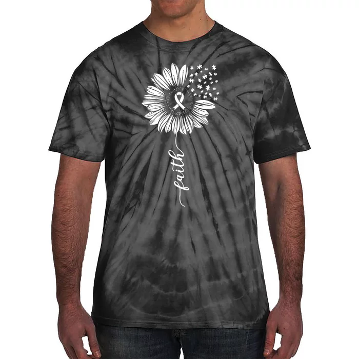 Sunflower Ribbon Purple AlzheimerS Awareness Tie-Dye T-Shirt