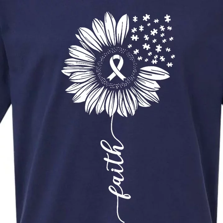 Sunflower Ribbon Purple AlzheimerS Awareness Sueded Cloud Jersey T-Shirt