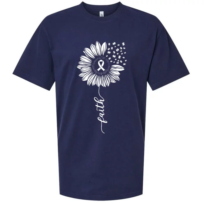 Sunflower Ribbon Purple AlzheimerS Awareness Sueded Cloud Jersey T-Shirt