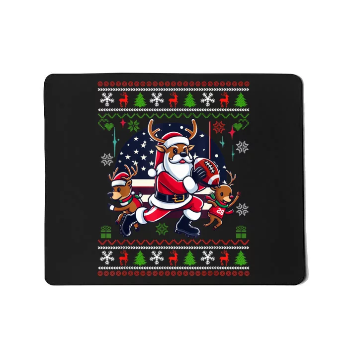 Santa Reindeer Play American Football Ugly Christmas Mousepad