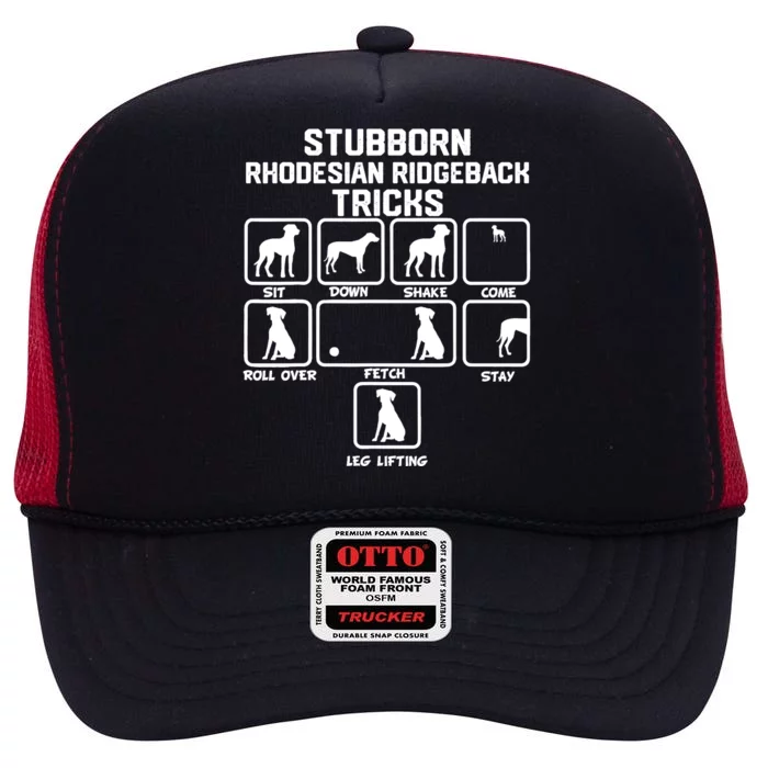 Stubborn Rhodesian Ridgeback Tricks High Crown Mesh Trucker Hat