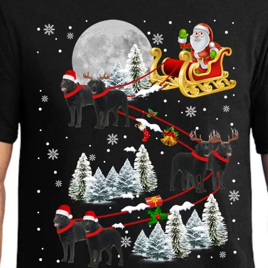 Santa Riding Reindeer Black Labrador Retriever Sleigh Xmas Gift Pajama Set