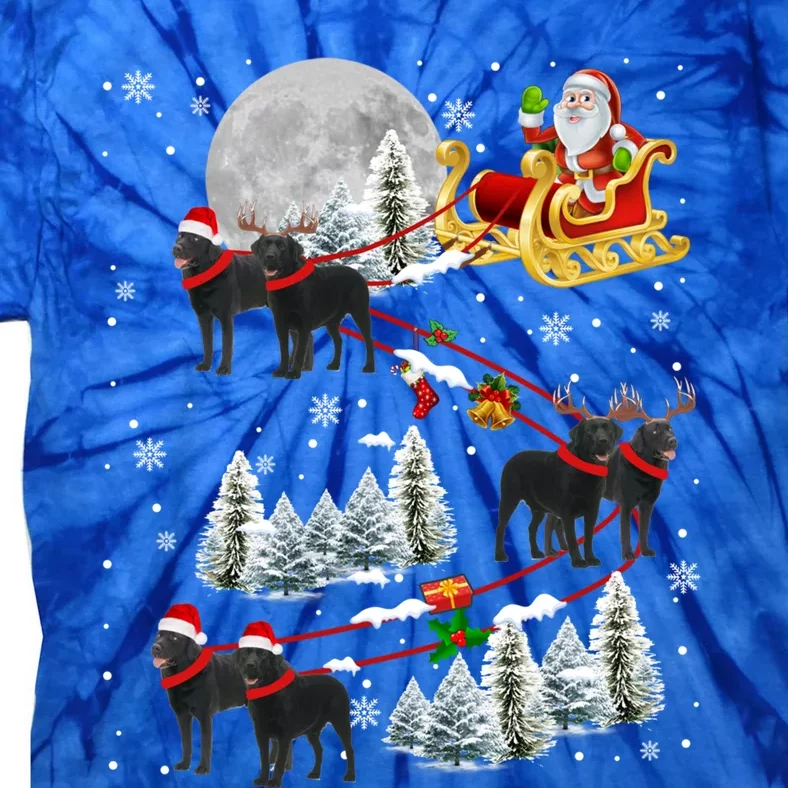 Santa Riding Reindeer Black Labrador Retriever Sleigh Xmas Gift Tie-Dye T-Shirt