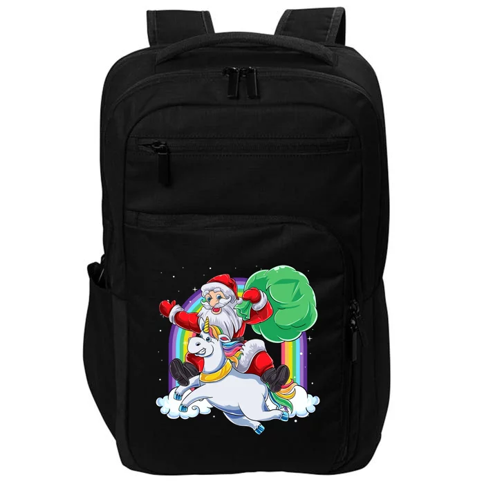 Santa Riding Rainbow Unicorn Christmas Gift Xmas Unicorn Cute Gift Impact Tech Backpack