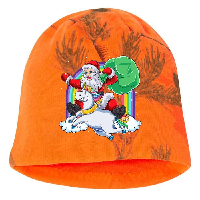 Santa Riding Rainbow Unicorn Christmas Gift Xmas Unicorn Cute Gift Kati - Camo Knit Beanie