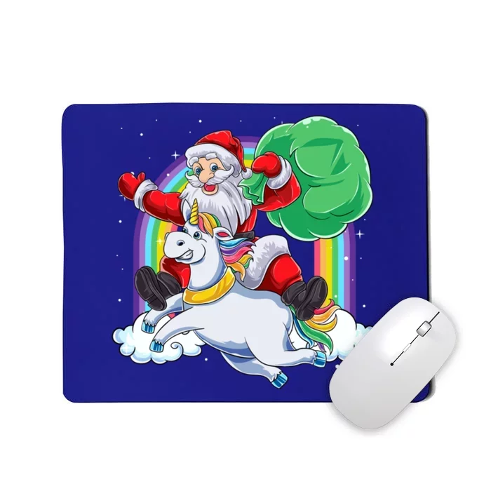 Santa Riding Rainbow Unicorn Christmas Gift Xmas Unicorn Cute Gift Mousepad