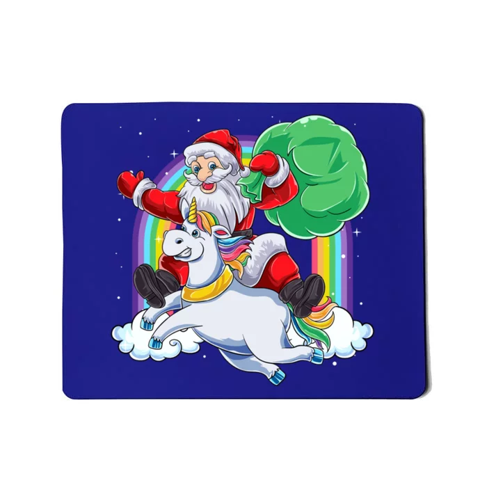 Santa Riding Rainbow Unicorn Christmas Gift Xmas Unicorn Cute Gift Mousepad