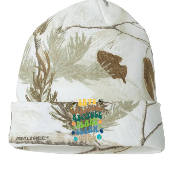 Save Rescue Recycle Plant Clean Care Earth Day Kati - 12in Camo Beanie