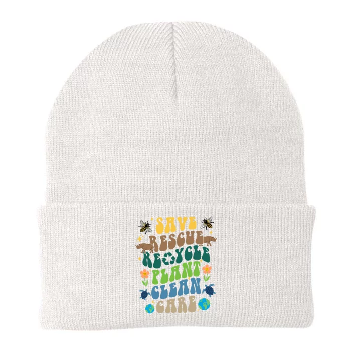 Save Rescue Recycle Plant Clean Care Earth Day Knit Cap Winter Beanie