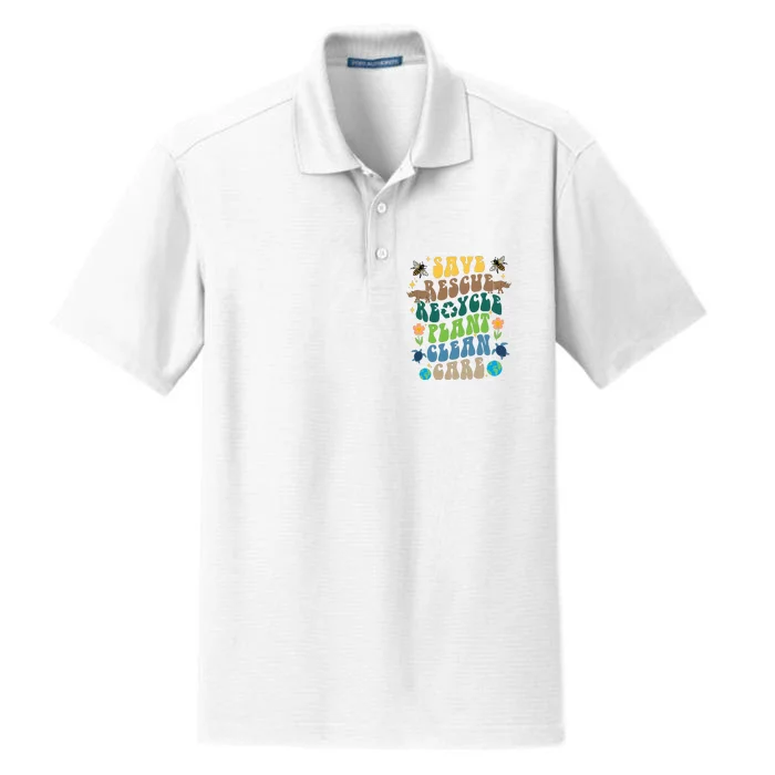 Save Rescue Recycle Plant Clean Care Earth Day Dry Zone Grid Performance Polo