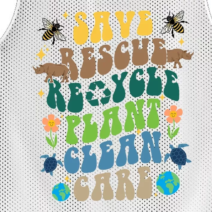 Save Rescue Recycle Plant Clean Care Earth Day Mesh Reversible Basketball Jersey Tank