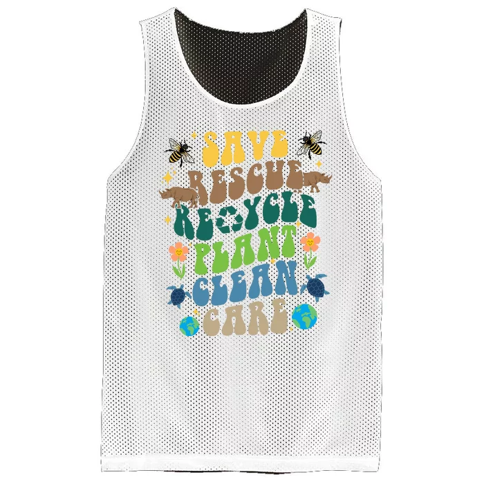 Save Rescue Recycle Plant Clean Care Earth Day Mesh Reversible Basketball Jersey Tank