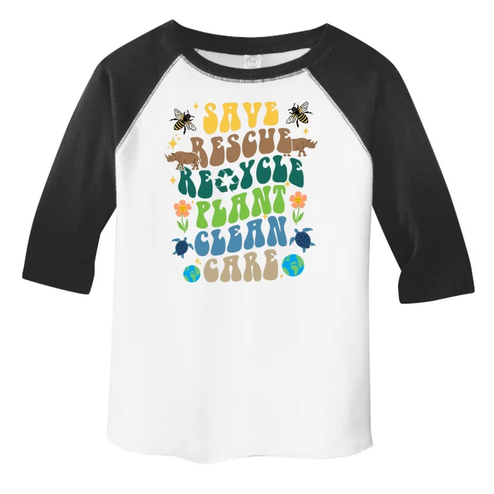 Save Rescue Recycle Plant Clean Care Earth Day Toddler Fine Jersey T-Shirt