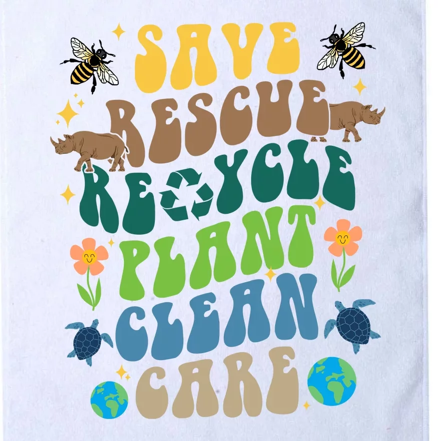 Save Rescue Recycle Plant Clean Care Earth Day Platinum Collection Golf Towel