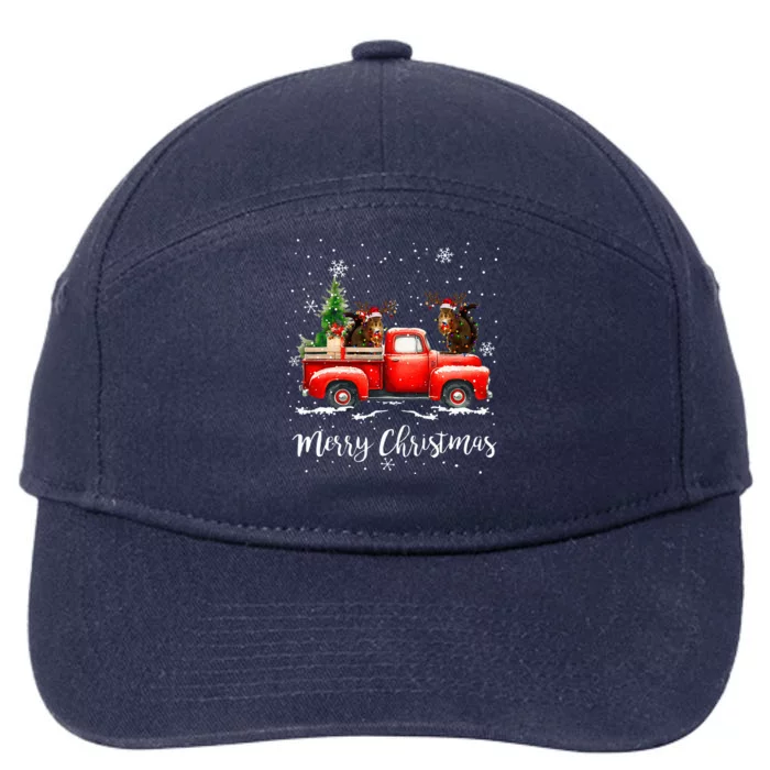 Squirrel Riding Red Truck Christmas Decorations Pajama 7-Panel Snapback Hat