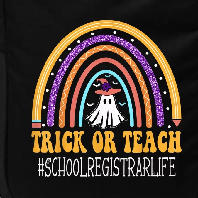 School Registrar Rainbow Trick or teach Funny Halloween Impact Tech Backpack