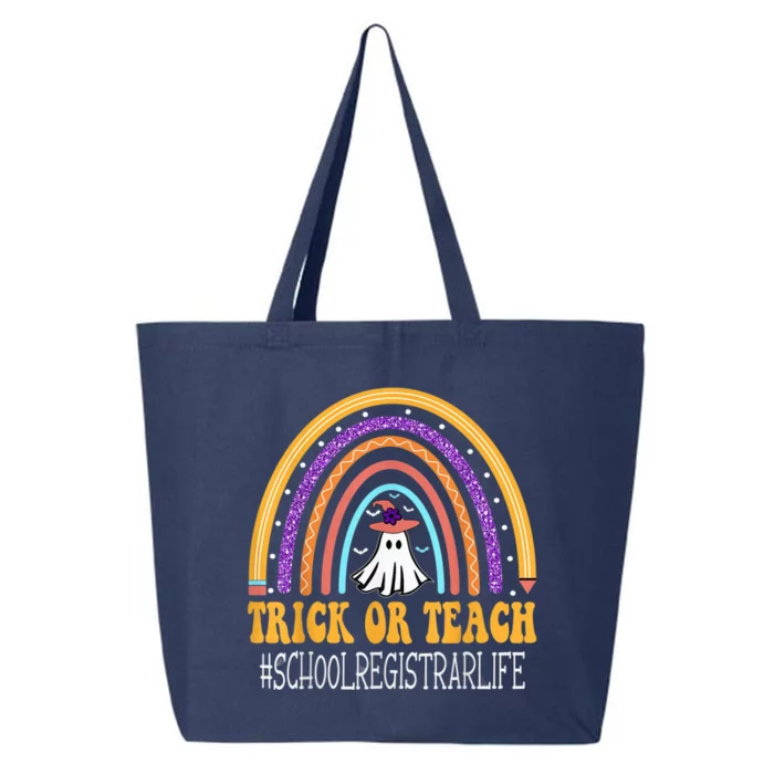 School Registrar Rainbow Trick or teach Funny Halloween 25L Jumbo Tote