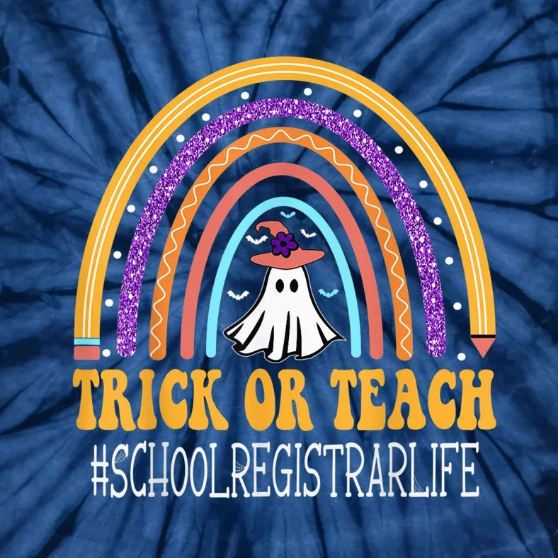 School Registrar Rainbow Trick or teach Funny Halloween Tie-Dye T-Shirt