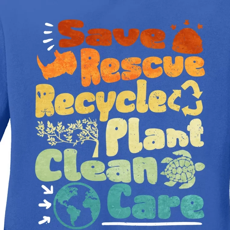 Save Rescue Recycle Plan Clean Care Climate Change Gift Ladies Long Sleeve Shirt