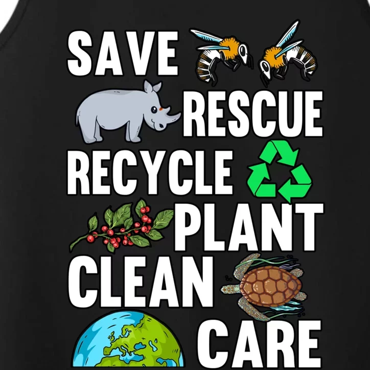 Save Rescue Recycle Plant Clean Care Earth Day Anniversary Gift Performance Tank