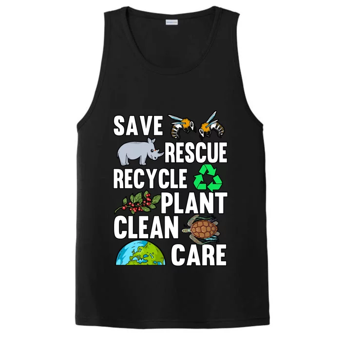 Save Rescue Recycle Plant Clean Care Earth Day Anniversary Gift Performance Tank