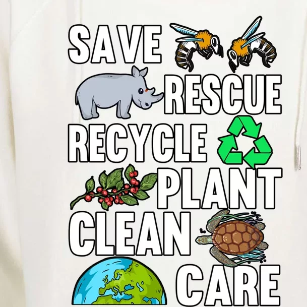 Save Rescue Recycle Plant Clean Care Earth Day Anniversary Gift Womens Funnel Neck Pullover Hood