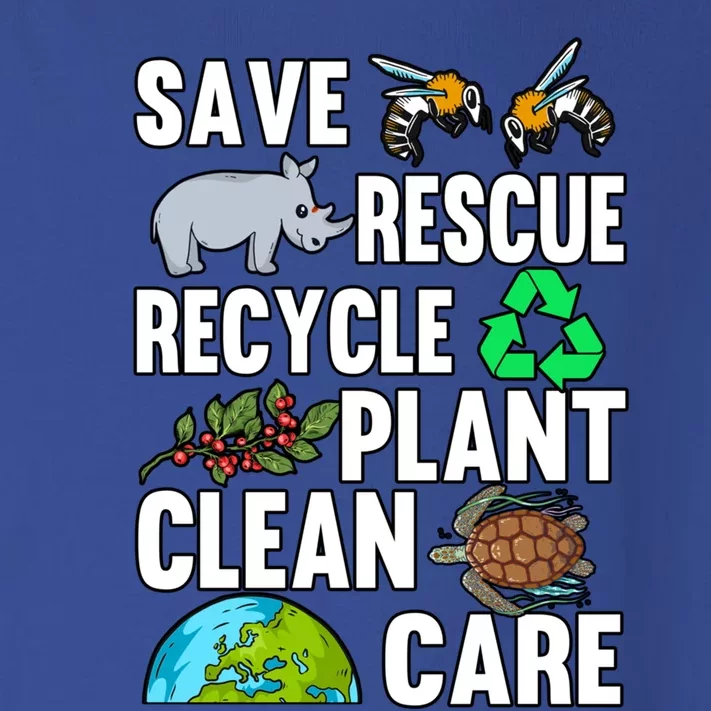 Save Rescue Recycle Plant Clean Care Earth Day Anniversary Gift Toddler Long Sleeve Shirt