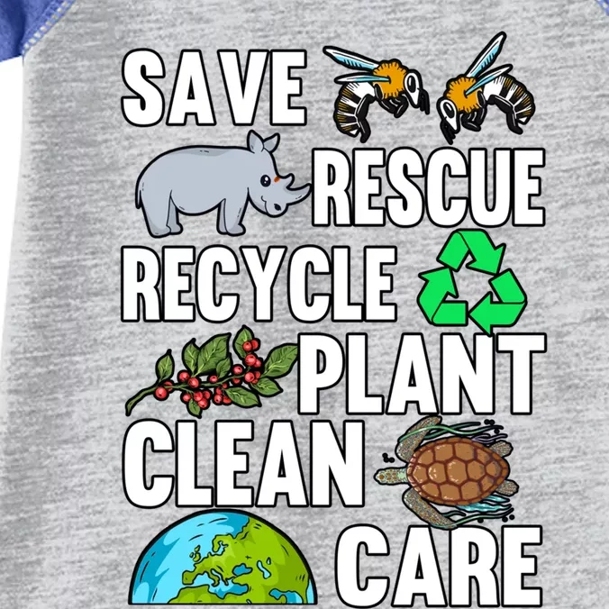 Save Rescue Recycle Plant Clean Care Earth Day Anniversary Gift Infant Baby Jersey Bodysuit