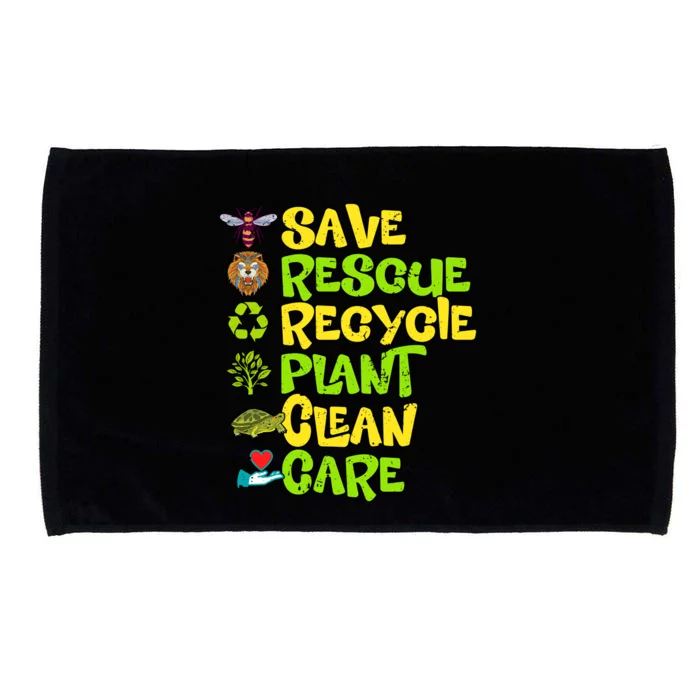 Save Rescue Recycle Plant Clean Care Earth Day Funny Gift Microfiber Hand Towel