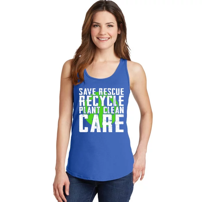 Save Rescue Recycle Plant Clean Care Happy Earth Day Gift Ladies Essential Tank