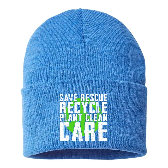 Save Rescue Recycle Plant Clean Care Happy Earth Day Gift Sustainable Knit Beanie