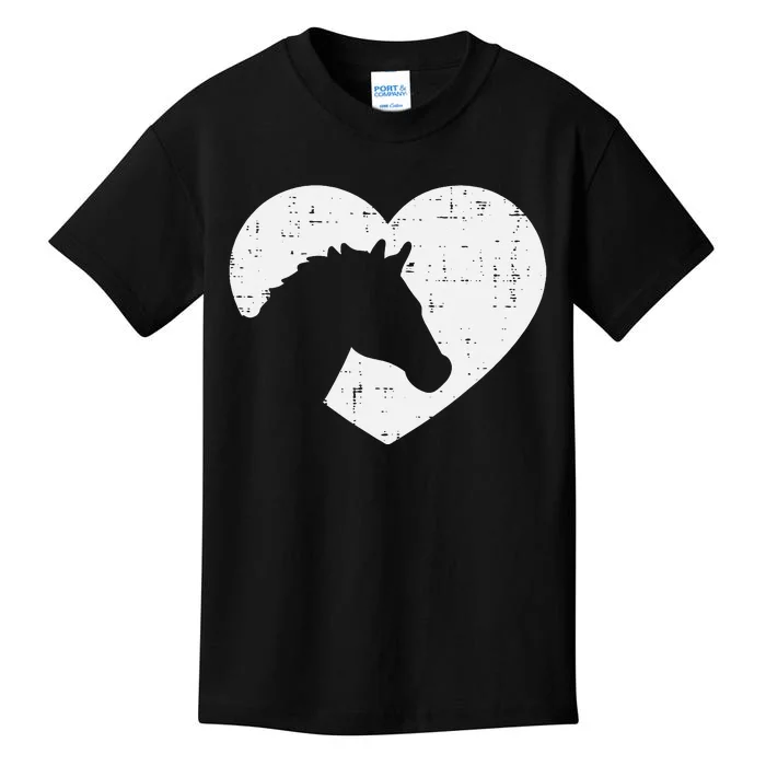 Silhouette Riding Rider Equestrian Heart Horse Kids T-Shirt