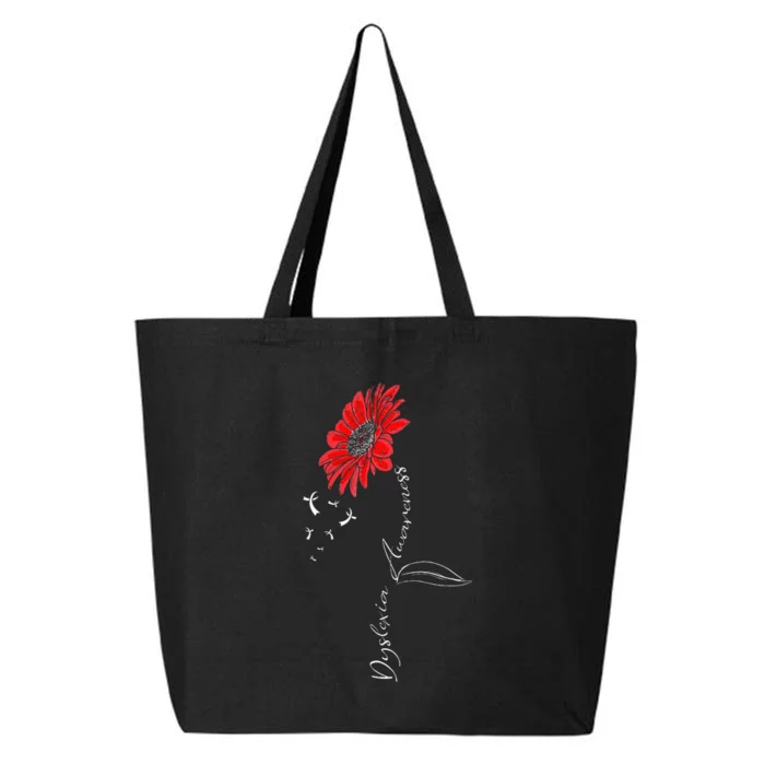 Sunflower Red Ribbon Dyslexia Awareness Warrior 25L Jumbo Tote