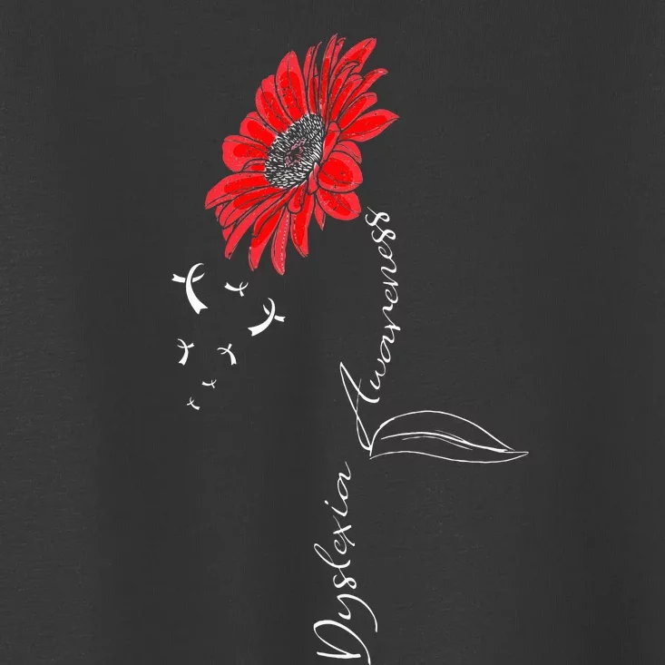 Sunflower Red Ribbon Dyslexia Awareness Warrior Toddler T-Shirt