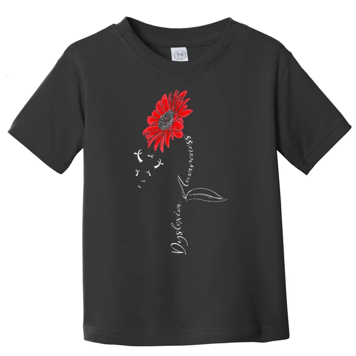 Sunflower Red Ribbon Dyslexia Awareness Warrior Toddler T-Shirt